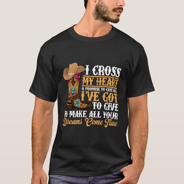 Kuh Stiefel ich überquere meinen Western Landkuh T-Shirt (Vorderseite)