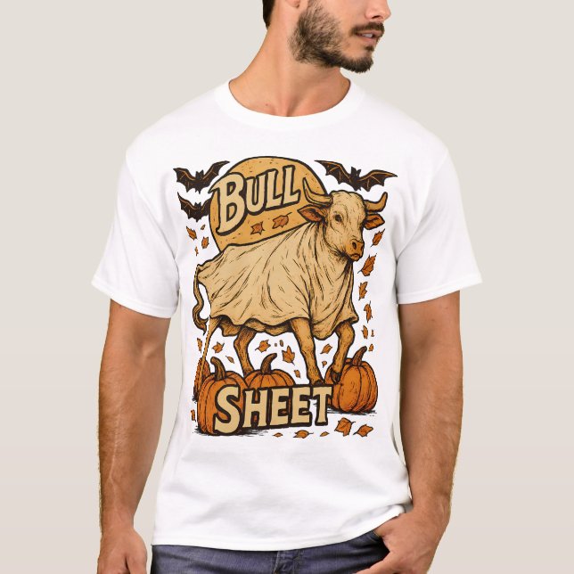 Kuh Stier Blatt Halloween T-Shirt (Vorderseite)