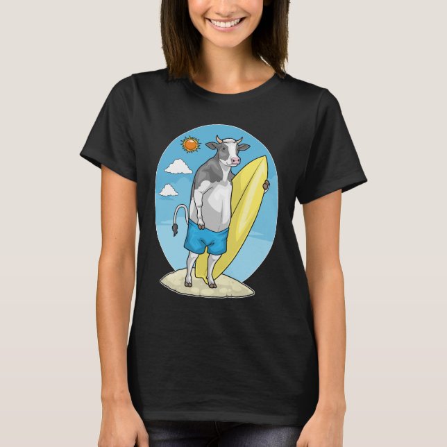 Kuh Strand Surfboard Sommer T-Shirt (Vorderseite)