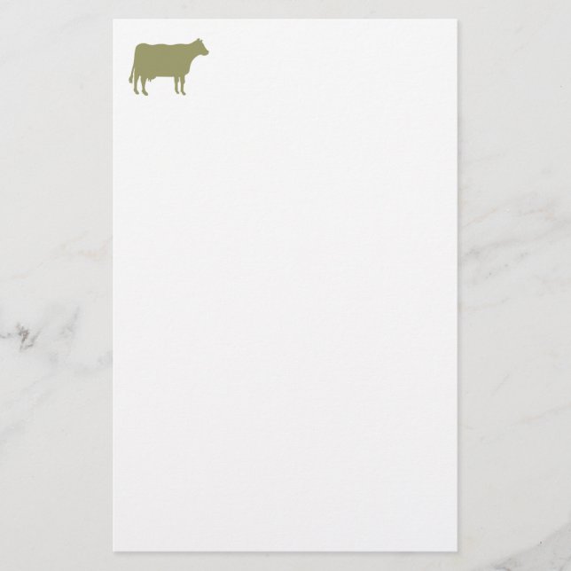 Kuh-Symbol - Khaki auf Weiß Briefpapier (Vorderseite)