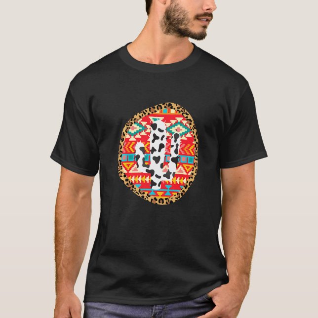 Kuh Tee Retro Kuh Bemalt Kaktus (Vorderseite)
