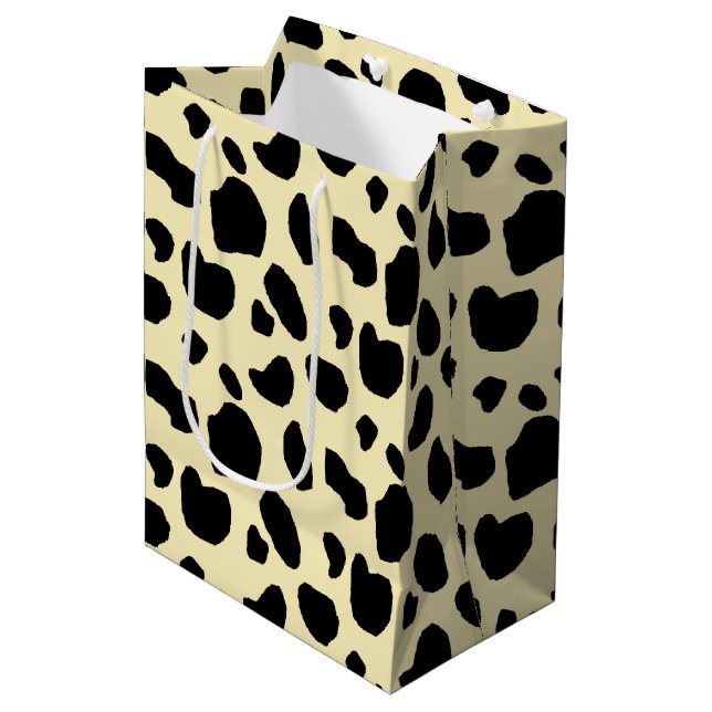 Kuh Tier Haut Farb Muster Design  Mittlere Geschenktüte (Vorderseite Schrägansicht)