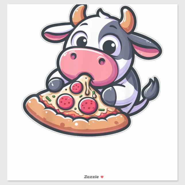 Kuh Tierfutter Pizza Margherita Feinschmecker _2 Aufkleber (Blatt)