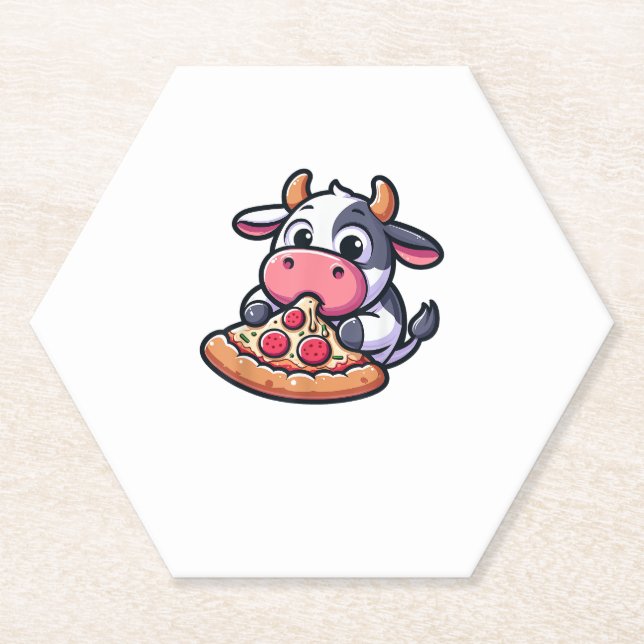 Kuh Tierfutter Pizza Margherita Feinschmecker _2 Untersetzer (Vorderseite)