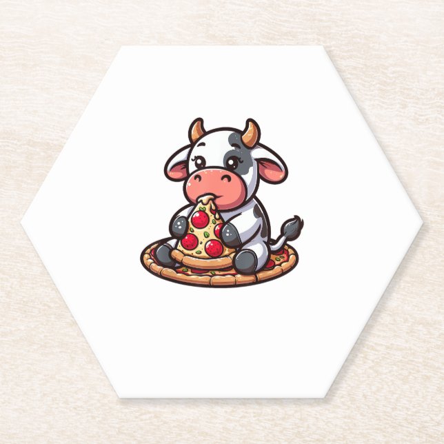 Kuh Tierfutter Pizza Margherita Feinschmecker _3 Untersetzer (Vorderseite)