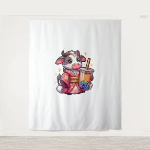 Kuh Trinkblasen Tee Japanischer Kimono _1_1 Wandteppich