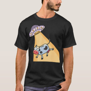 Kuh Ufo Alien Entführung Bauernhof Tier Kuhliebhab T-Shirt