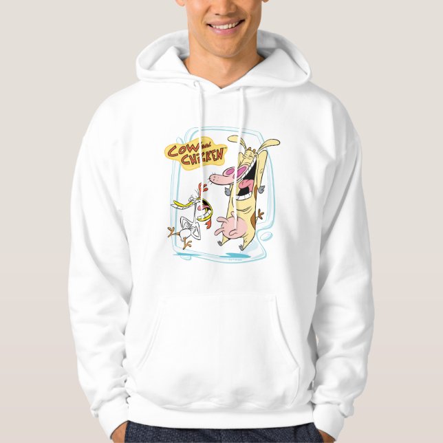 Kuh und Hühnchen lachen Grafik Hoodie (Vorderseite)