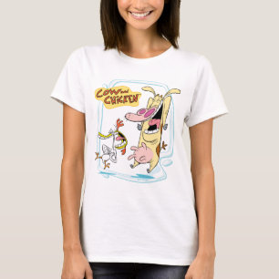 Kuh und Hühnchen lachen Grafik T-Shirt