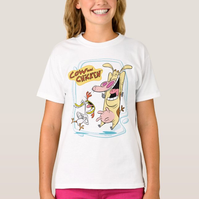 Kuh und Hühnchen lachen Grafik T-Shirt (Vorderseite)