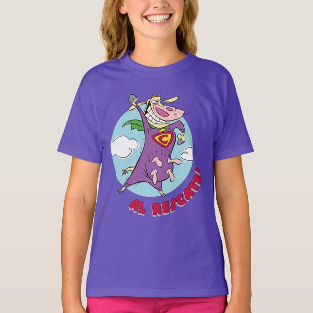 Kuh und Hühnchen Super Cow Al Rescate! T-Shirt (Vorderseite)