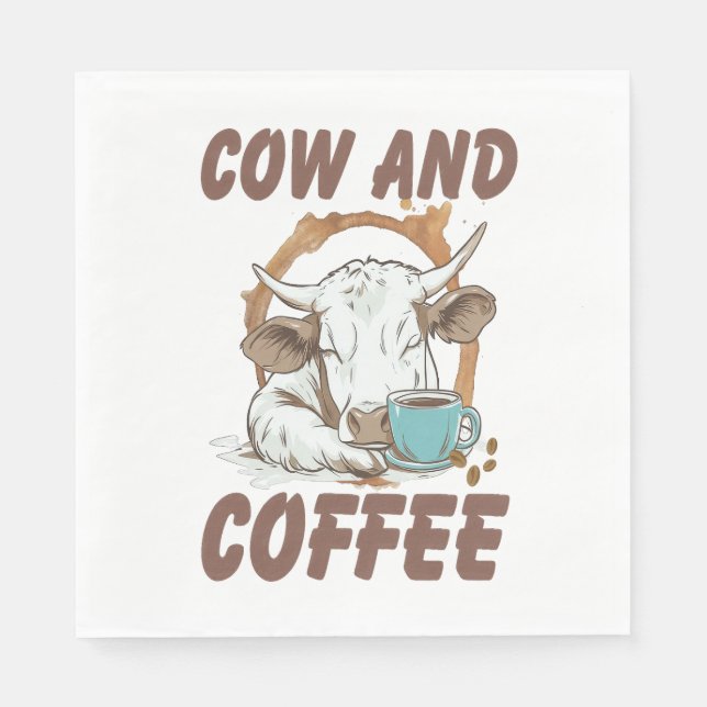 Kuh und Kaffee , Die lustige Western Mädchen Serviette (Vorderseite)