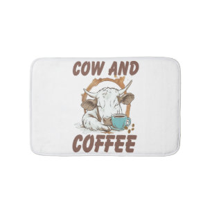 Kuh und Kaffee Png, Lustiges Western-Mädchen Badematte