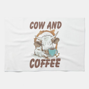 Kuh- und Kaffeepause, Funny Western Girl Geschirrtuch