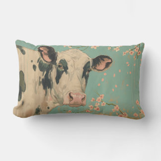 Kuh und Kirschblossom Baumkraut Lendenkissen