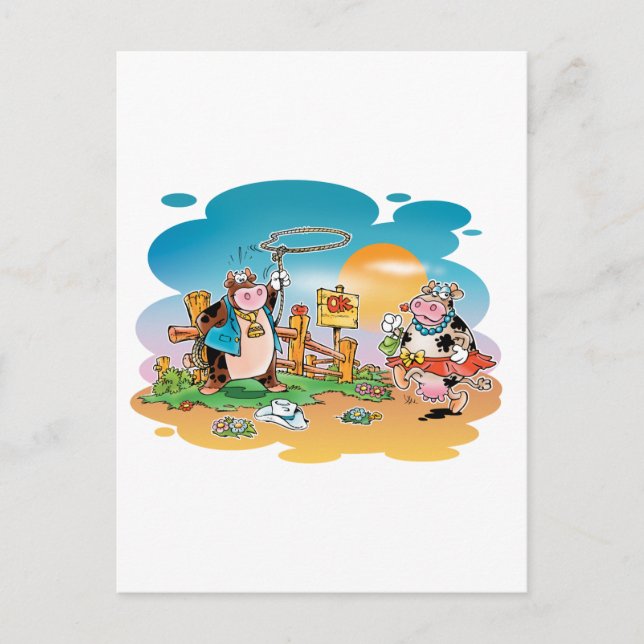 Kuh- und Kuhmädchen Postkarte (Vorderseite)