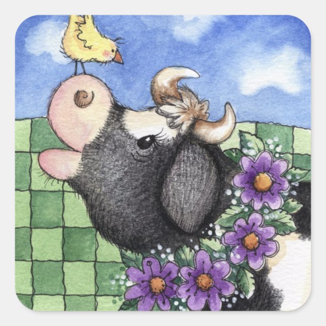 Kuh und Küken - Aufkleber (Vorderseite)