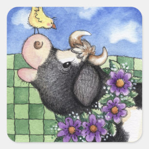 Kuh und Küken - Aufkleber