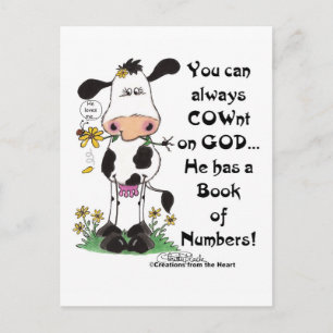 Kuh und Ladybug COWnt auf Gott Postkarte