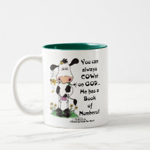 Kuh und Ladybug COWnt auf Gott Zweifarbige Tasse