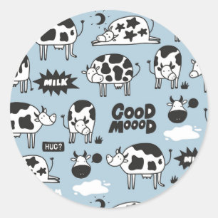 Kuh und Milch Runder Aufkleber