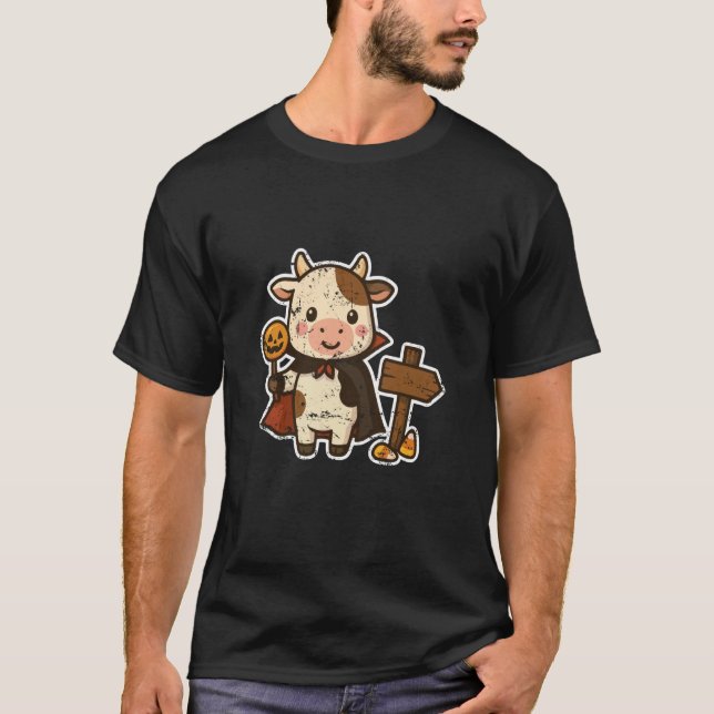 Kuh Vampir mit Lutscher T-Shirt (Vorderseite)