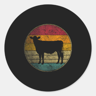 Kuh - Vintage abgenutzt Retro Silhouette 60er 70er Runder Aufkleber