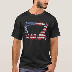 Kuh Vintage USA-Flagge T-Shirt