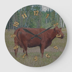 Kuh & Wald Ranch Rinder auf der Wall Clock Große Wanduhr