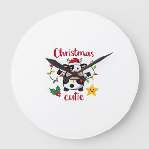 Kuh Weihnachten Cutie Kühe Weihnachten T-Shirt (6) Große Wanduhr