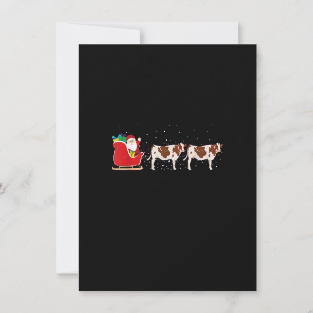 Kuh Weihnachten Schlitten - Funny Cow Xmas Einladung (Vorderseite)