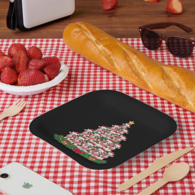 Kuh Weihnachtsbaum Funny Cow Lover Cow Xmas Pappteller (Picknick)