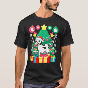 Kuh-Weihnachtsbaum-Lichter-Santa-Hut Süße Rinder T-Shirt