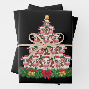 Kuh-Weihnachtsbaum Lustiger Kuhliebhaber Kuh-Weihn Geschenkpapier Set