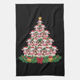 Kuh-Weihnachtsbaum Lustiger Kuhliebhaber Kuh-Weihn Geschirrtuch