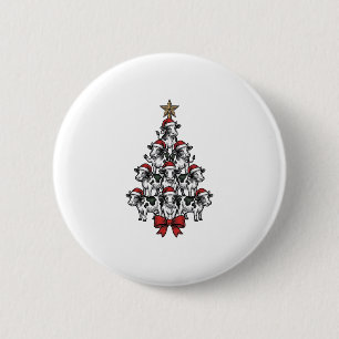 Kuh-Weihnachtsbaum Vintage-Stich Weihnachten Bauer Button