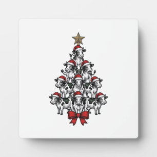 Kuh-Weihnachtsbaum Vintage-Stich Weihnachten Bauer Fotoplatte