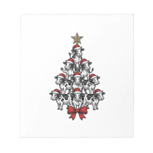 Kuh-Weihnachtsbaum Vintage-Stich Weihnachten Bauer Notizblock