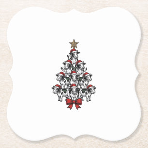 Kuh-Weihnachtsbaum Vintage-Stich Weihnachten Bauer Untersetzer