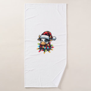 Kuh Weihnachtsfeier Buffalo Kariert Xmas Kuh Lov Badehandtuch