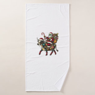 Kuh Weihnachtsfeier Buffalo Kariert Xmas Kuh Lov Badehandtuch