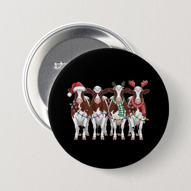 Kuh Weihnachtskühe Lover Geschenk Holiday Farm Button (Vorne & Hinten)