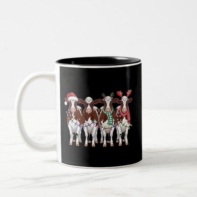 Kuh Weihnachtskühe Lover Geschenk Holiday Farm Zweifarbige Tasse (Links)
