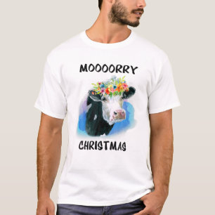 Kuh Weihnachtslicht Funny Kuh Mooory Christ T-Shirt