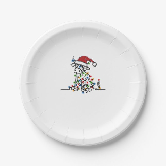 Kuh Weihnachtslicht Pappteller (Vorderseite)