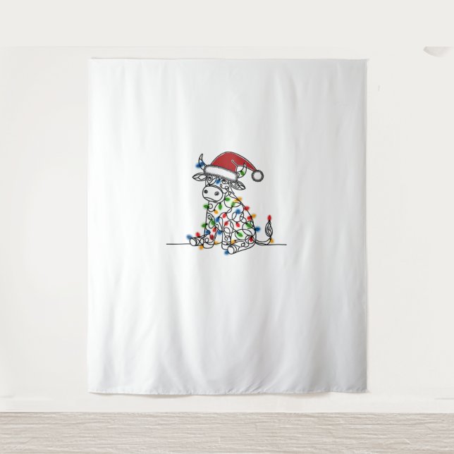 Kuh Weihnachtslicht Wandteppich (Vorderseite)