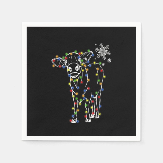Kuh Weihnachtsweihnachtsbaum Kuh Xmas Snow Lover Serviette (Vorderseite)