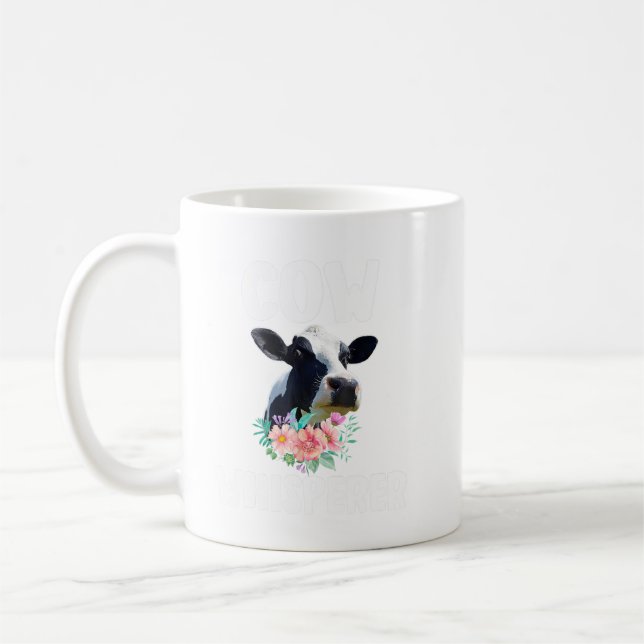 Kuh Whisperer Niedliche Kuh Blumenzucht Bauer G Kaffeetasse (Links)