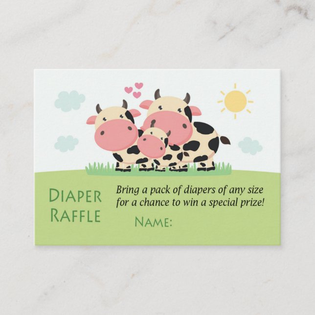 Kuh-Windeln-Raffelkarten Platzkarte (Vorderseite)