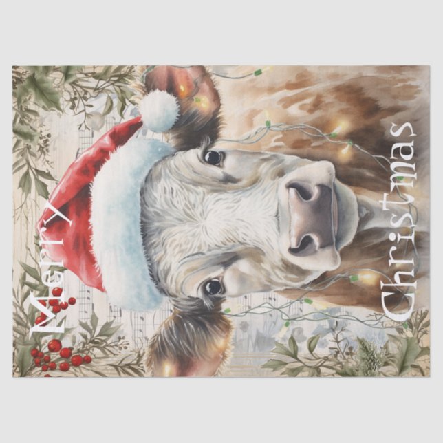 Kuh Winter Weihnachtsgebäck Seidenpapier (Vorderseite)